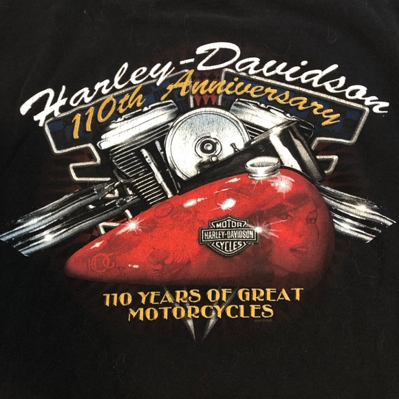 Harley Davidson SS 2 Sided Graphic Tshirt Tee Black 3XL 110th Anniv Canada - Picture 1 of 5